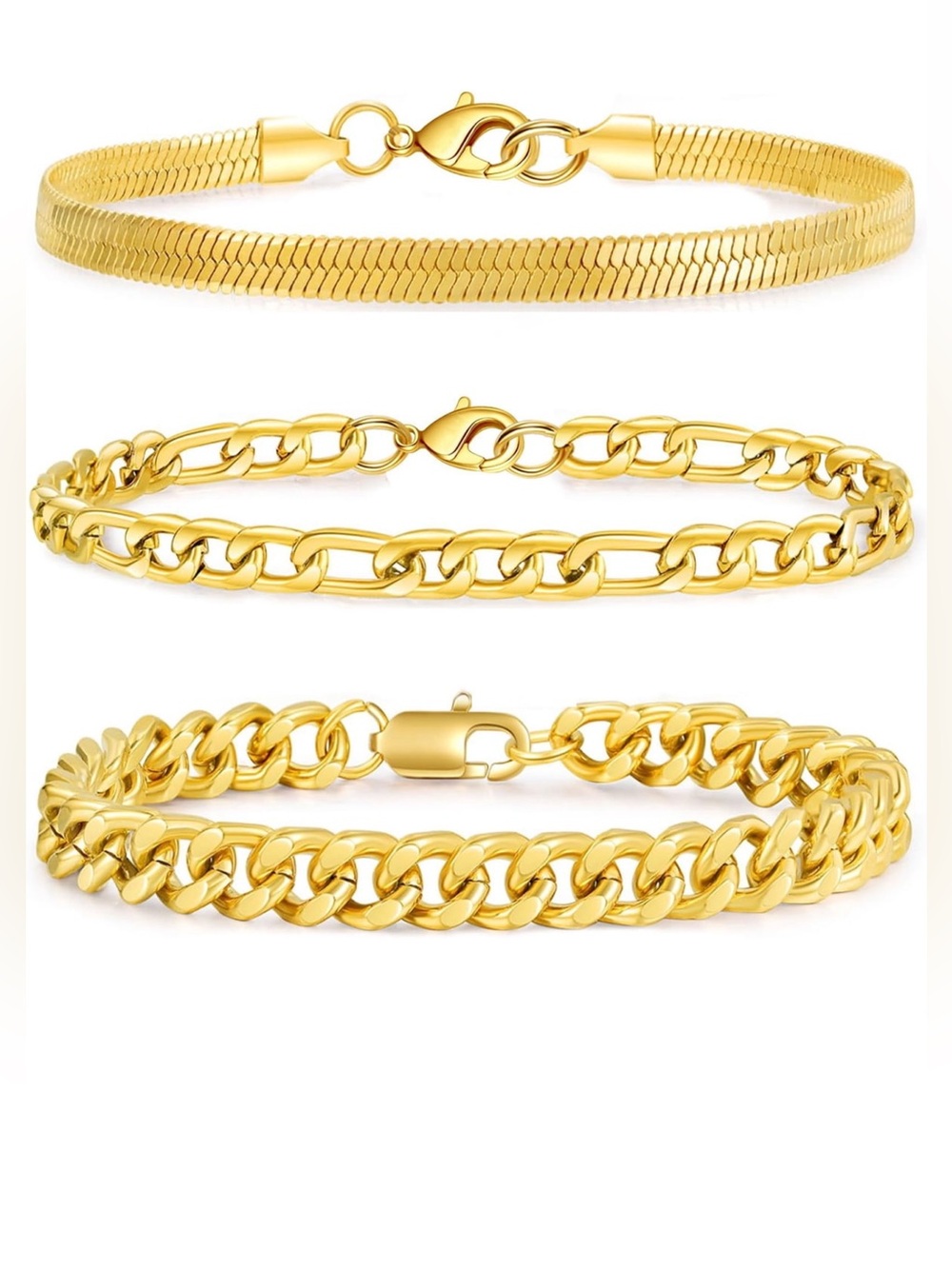 ⚜️⚜️3 Pcs 18K Gold Plated Bracelets for Men Women
